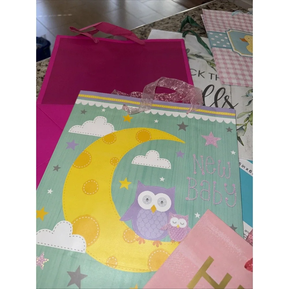 Lot of 13 Colorful Tote Gift‎ Bags w Handles birthday, baby Cmas Your BD. 3837